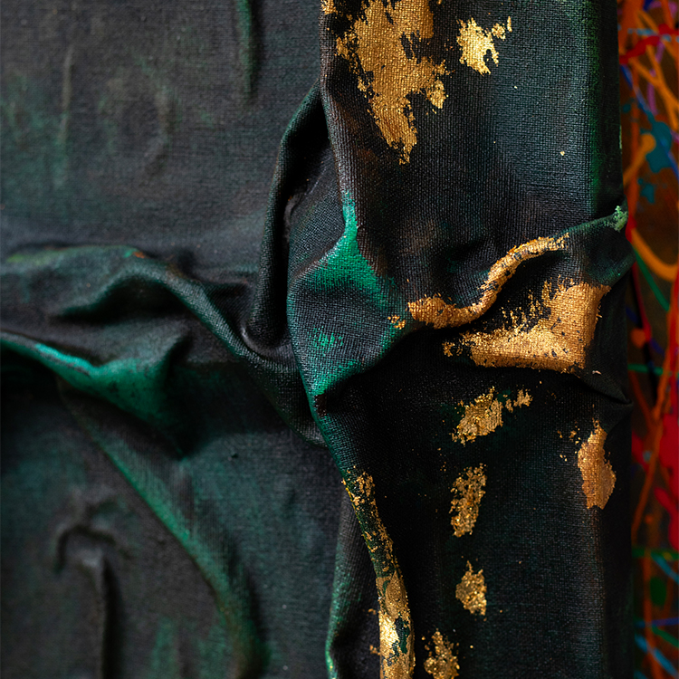  TY ART SPACE Hand-painted Wood Carving Wall Art Panel with Gold Foil & Fabric Home Decor for High-end Hotel Villa Interior Design Custom Support