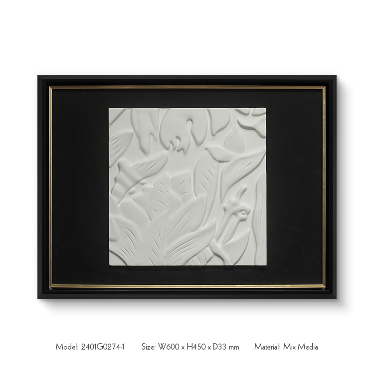 Textured Wall Art Wood Carving Home Decor with Black Fabric Base Wooden Framed Handmade Paintings for Hotel Villa Projects
