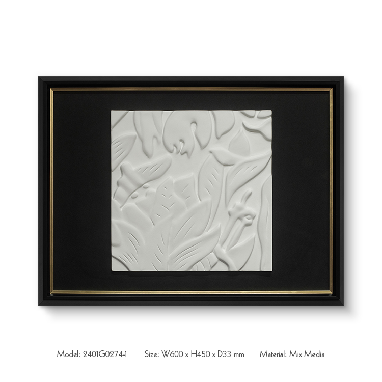 Textured Wall Art Wood Carving Home Decor with Black Fabric Base Wooden Framed Handmade Paintings for Hotel Villa Projects