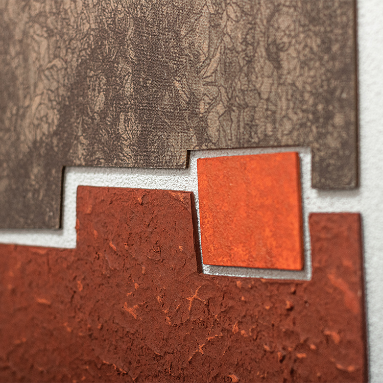 Textured Handmade Painting Collaging Home Decor Sandstone Base with Wooden Framed Wall Art for Hotel Villa Projects