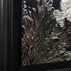 Luxury Black Velvet Based Wall Painting Foil-stamping Textured Printing with Mother-of-pearl and Resin for Home Decor