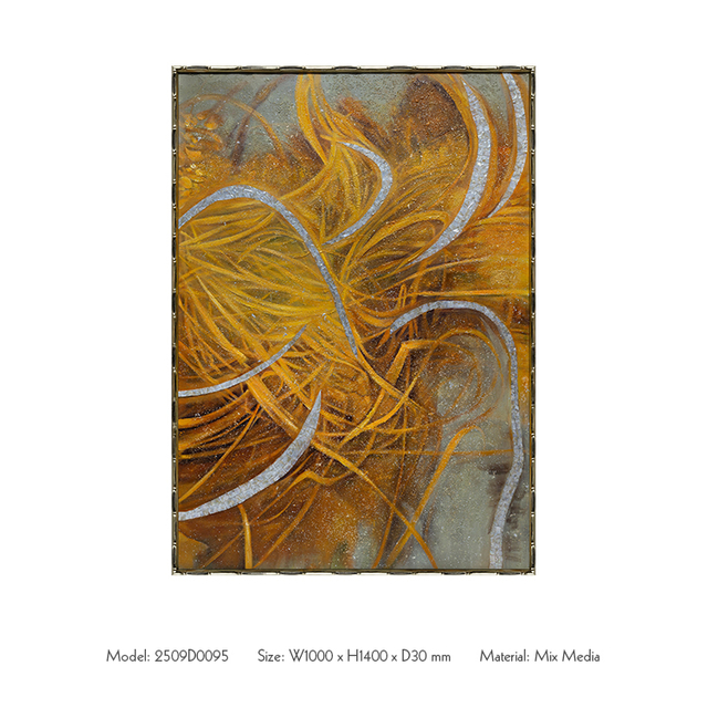 TY ART SPACE Hand-painted Textured Wall Art Panel with Mother-of-pearl Luxury Home Decor for High-end Hotel Villa Interior Design Custom Support