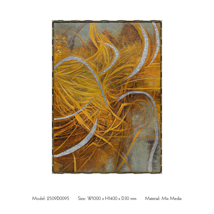 TY ART SPACE Hand-painted Textured Wall Art Panel with Mother-of-pearl Luxury Home Decor for High-end Hotel Villa Interior Design Custom Support