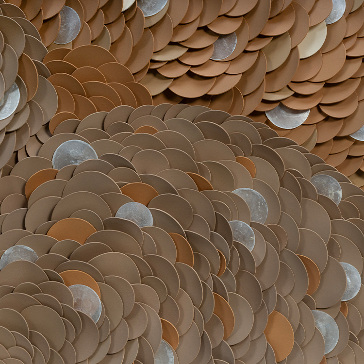  TY ART SPACE Handmade Colored Leather Collaging with Fritillaria Home Decor for High-end Hotel Villa Interior Design Custom Support