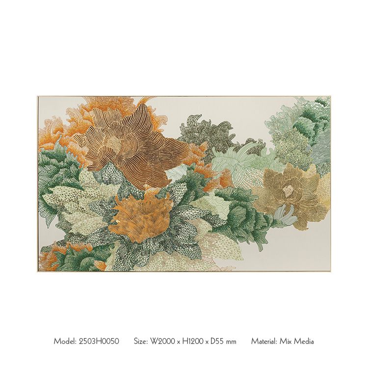  TY ART SPACE Handmade 3D Textured UV on Bamboo Silk Wall Art Panel with Mother-of-pearl Pieces Home Decor for High-end Hotel Villa Interior Design Custom Support