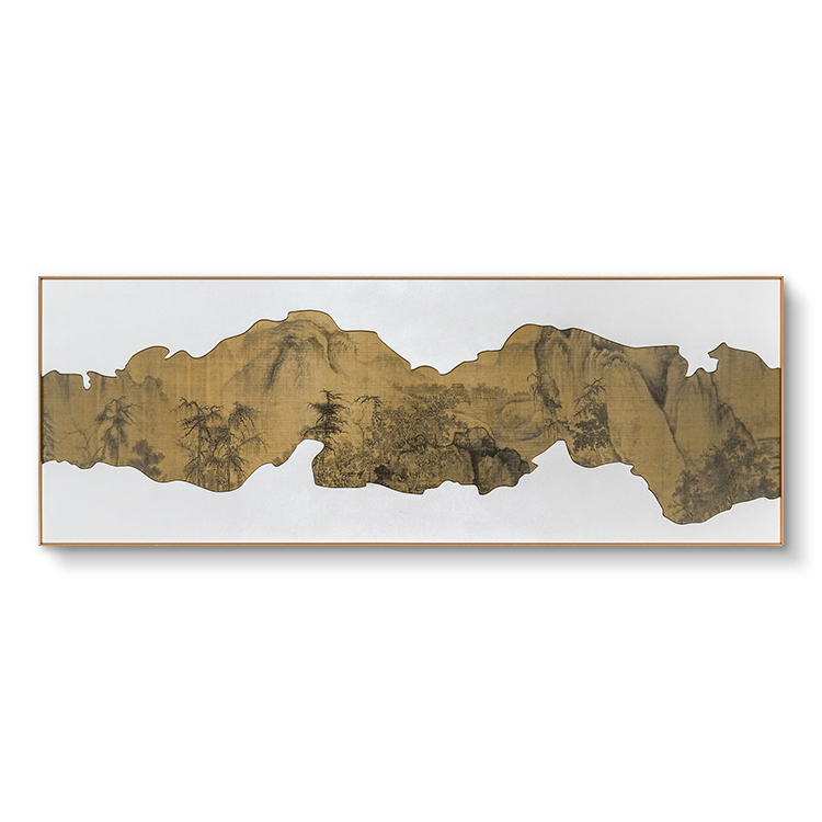 Vintage Mountain Landscape Chinese Long Painting Ancient Style Wall Painting Hotel Wall Art Interior Home Decoration Hand Painting Indoor