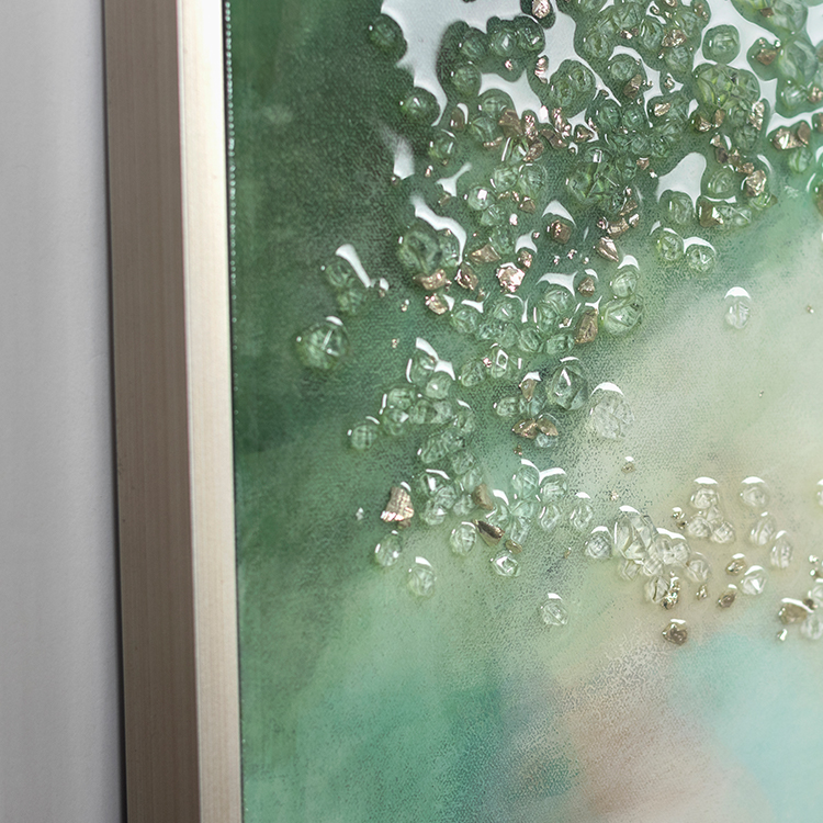 TY 3D Handmade Painting with Resin and Crystals Wall Art Panel Custom Support High Quality Paintings for High-end Interior Design