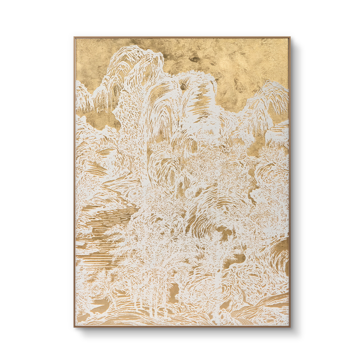  TY ART 3D Texture Printing Aluminum Framed Wall Art Panel Home Decor with Gold Foil for Interior Design Custom Support