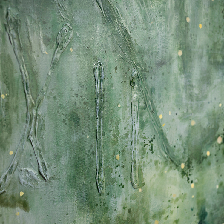 TY ART SPACE Hand-painted Green Textured Wall Art Panel Abstract Home Decor for High-end Hotel Villa Interior Design Custom Support