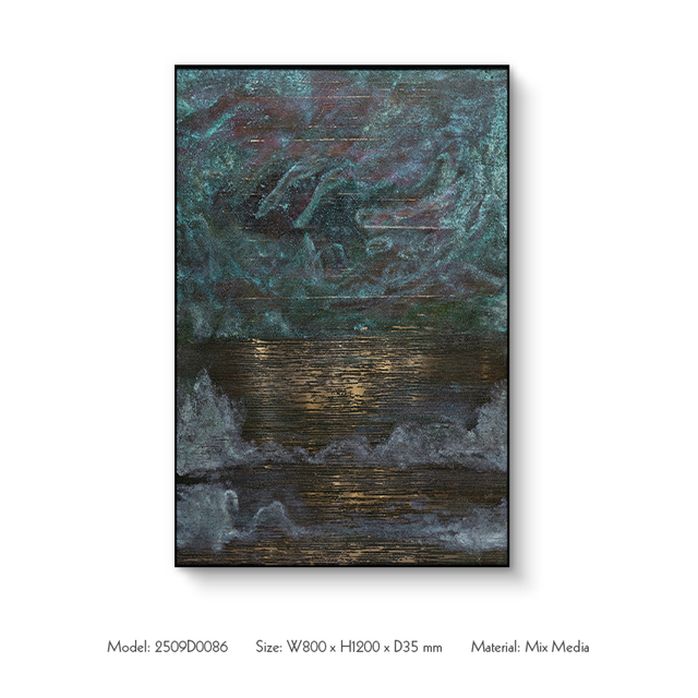 TY ART SPACE Hand-painted Textured Wall Art Panel with Rose-gold Stainless Steel Luxury Home Decor for High-end Hotel Villa Interior Design Custom Support