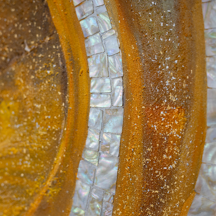 TY ART SPACE Hand-painted Textured Wall Art Panel with Mother-of-pearl Luxury Home Decor for High-end Hotel Villa Interior Design Custom Support