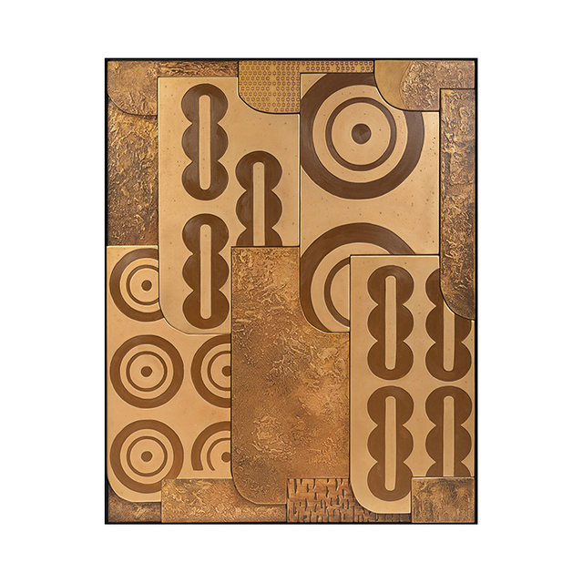  TY ART SPACE Handmade Wood Boards Collaging Home Decor Liquid Metal Painting for High-end Hotel Villa Interior Design Custom Support