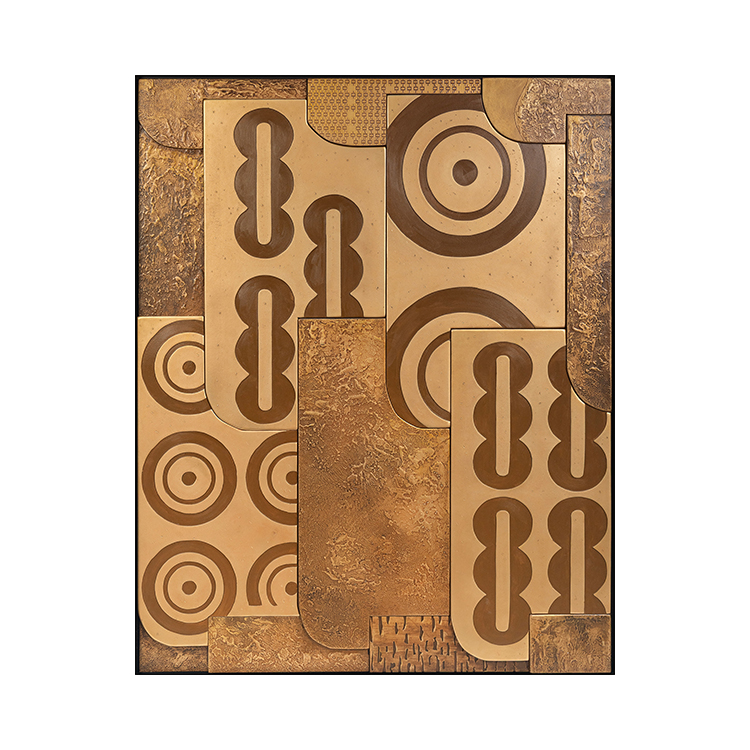  TY ART SPACE Handmade Wood Boards Collaging Home Decor Liquid Metal Painting for High-end Hotel Villa Interior Design Custom Support