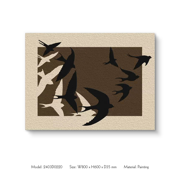 3D Relief Swallow Wabi-Sabi Hanging Picture Sofa Living Room Background Wall Art Porch Texture Painting Villa Hotel Bar Gallery 