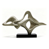 Bespoke Luxury FRP Tabletop Sculpture Contemporary Metallic Art Ornament with Marble Pedestal for Hospitality Hotel Decoration