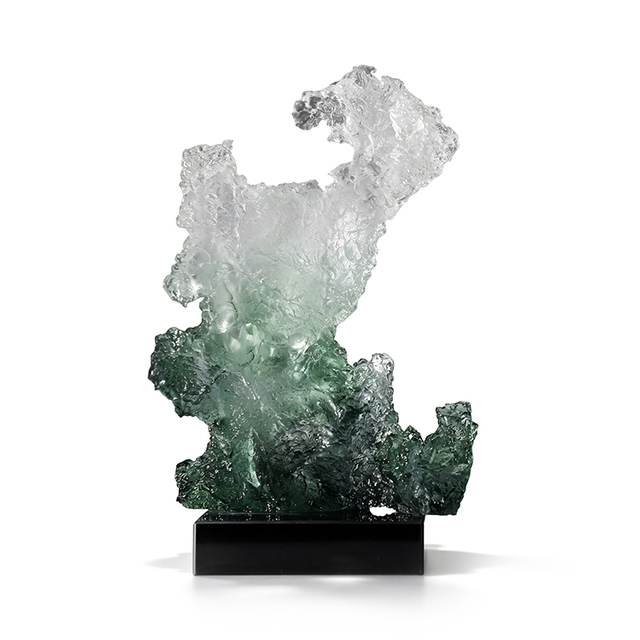 Custom Luxury Abstract Green Resin Sculpture Modern Taihu Stone Glass Statue Art Craft for Hotel Villa Projects