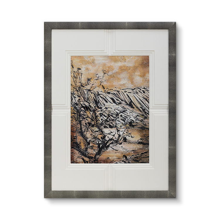 Interior Decoration Framed Sandstone Painting with Canvas Support Base for Home