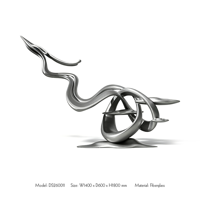 Bespoke Contemporary Luxury FRP Wave Statue Abstract Line Art Ornament Metallic Craft for Commercial Villa Interior Soft Furnishings