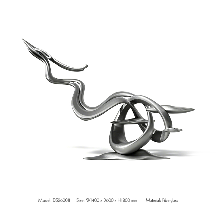 Bespoke Contemporary Luxury FRP Wave Statue Abstract Line Art Ornament Metallic Craft for Commercial Villa Interior Soft Furnishings