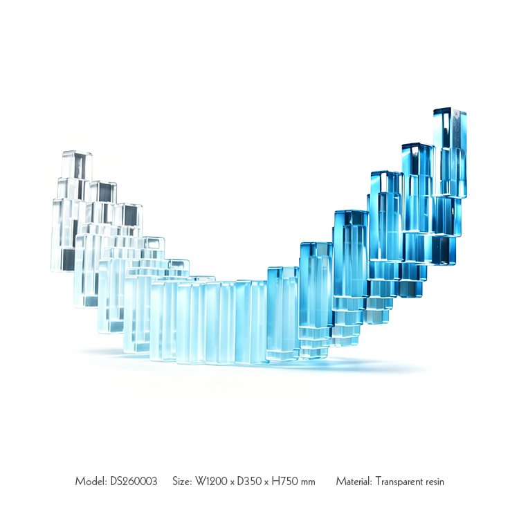 Custom Luxury Transparent Resin Block Sculpture Modern Abstract Geometric Art Statue for Hotel Lobby Project