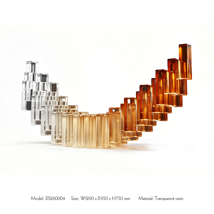 Custom Luxury Transparent Resin Block Sculpture Modern Abstract Geometric Art Statue for Hotel Lobby Project