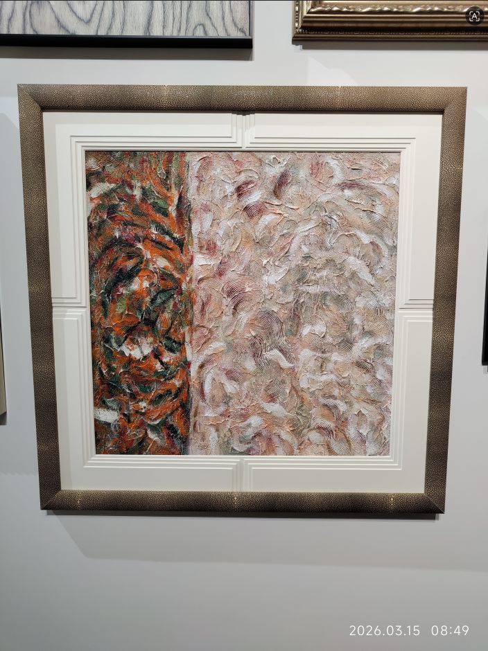 Interior Decoration Framed Sandstone Painting with Canvas Support Base for Home