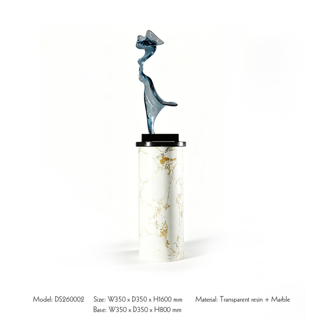 Customized Large Floor Standing Resin Sculpture with Marble Base Luxury Hotel Club Project Decorative Art Craft Statue