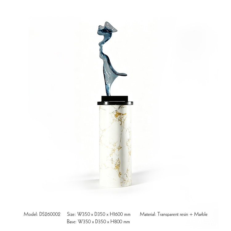 Customized Large Floor Standing Resin Sculpture with Marble Base Luxury Hotel Club Project Decorative Art Craft Statue