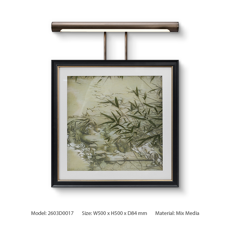 TY ART SPACE Hand-painted Luxury Stainless Steel Framed Wall Art Home Decor with Light